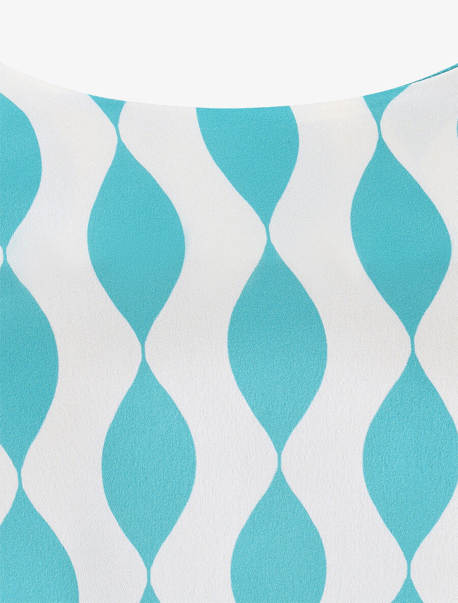 Caraco droit satiné imprimé graphique - Turquoise - 3