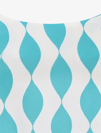 Caraco droit satiné imprimé graphique - Turquoise - 3