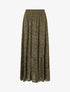 Jupe longue unie en dentelle - Kaki - 4