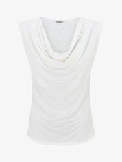 Top sans manches col bénitier et dos en dentelle - Blanc - 1