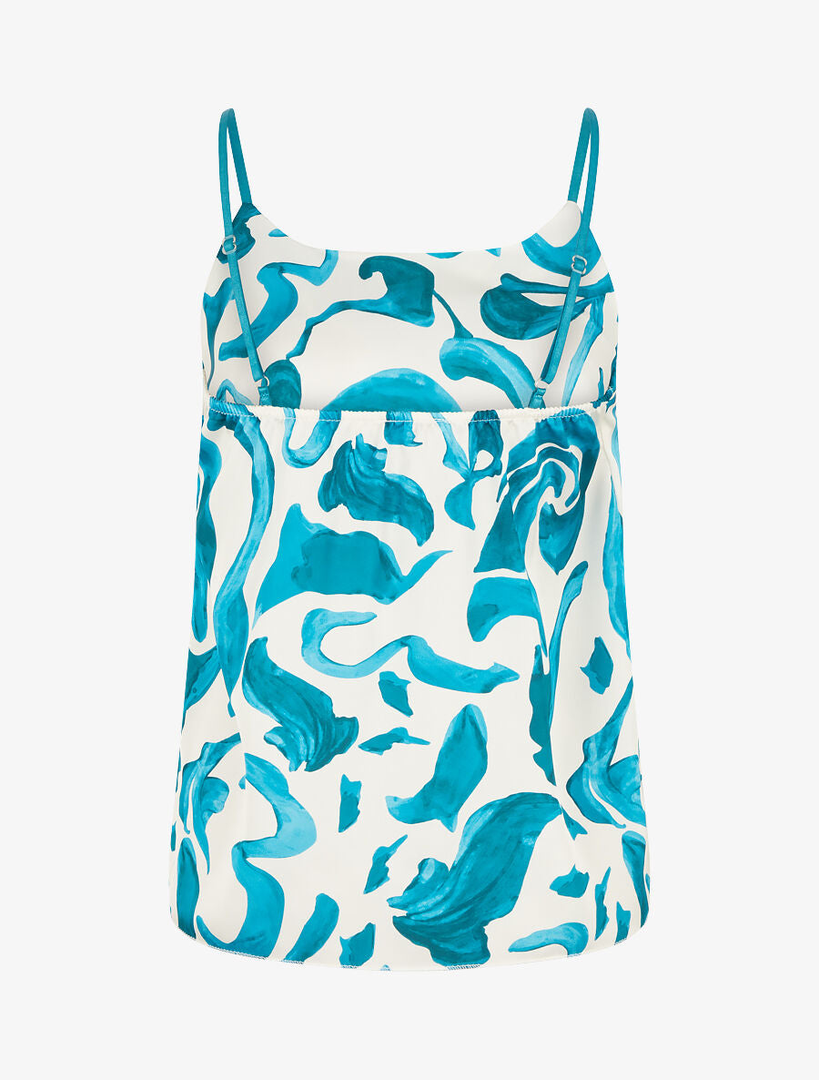 Caraco satiné imprimé fantaisie - Turquoise - 2