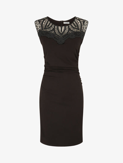 Robe moulante à buste dentelle - Noir - 4