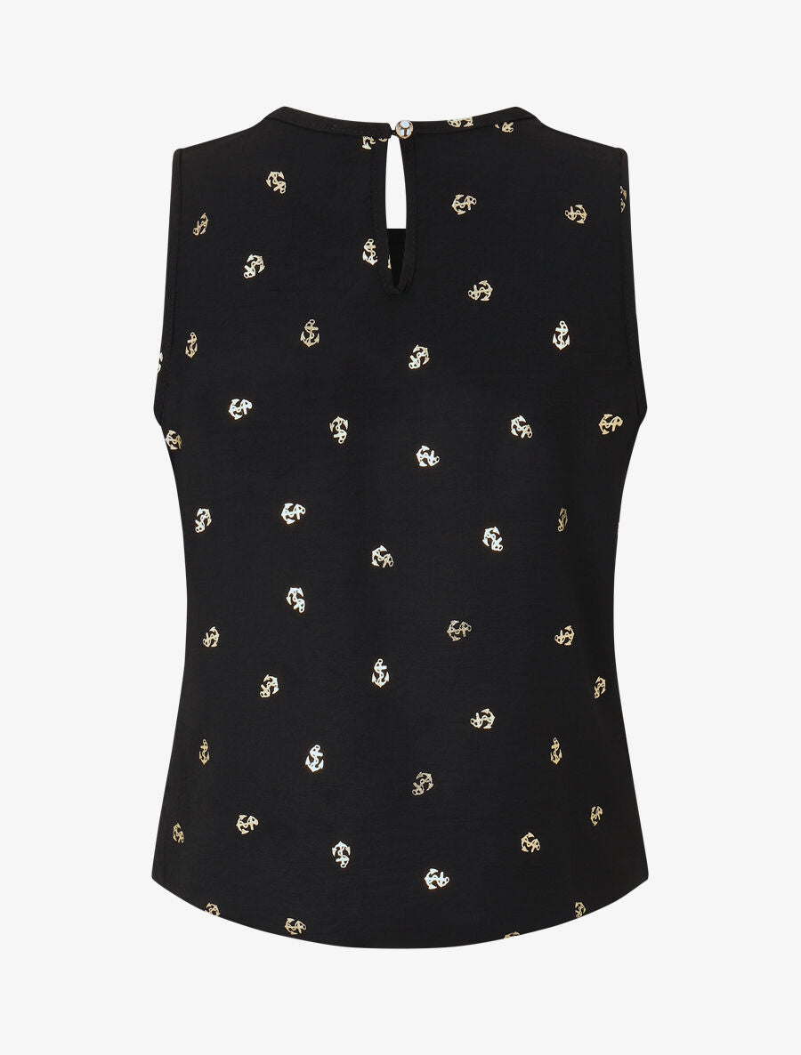 Top sans manches motif ancres irisées - Noir - 2