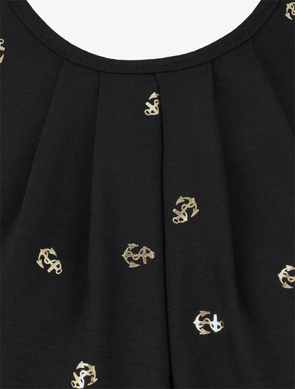 Top sans manches motif ancres irisées - Noir - 3