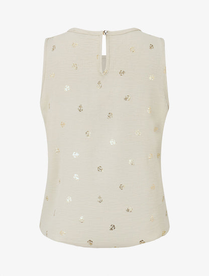 Top sans manches motif ancres irisées - Beige - 2