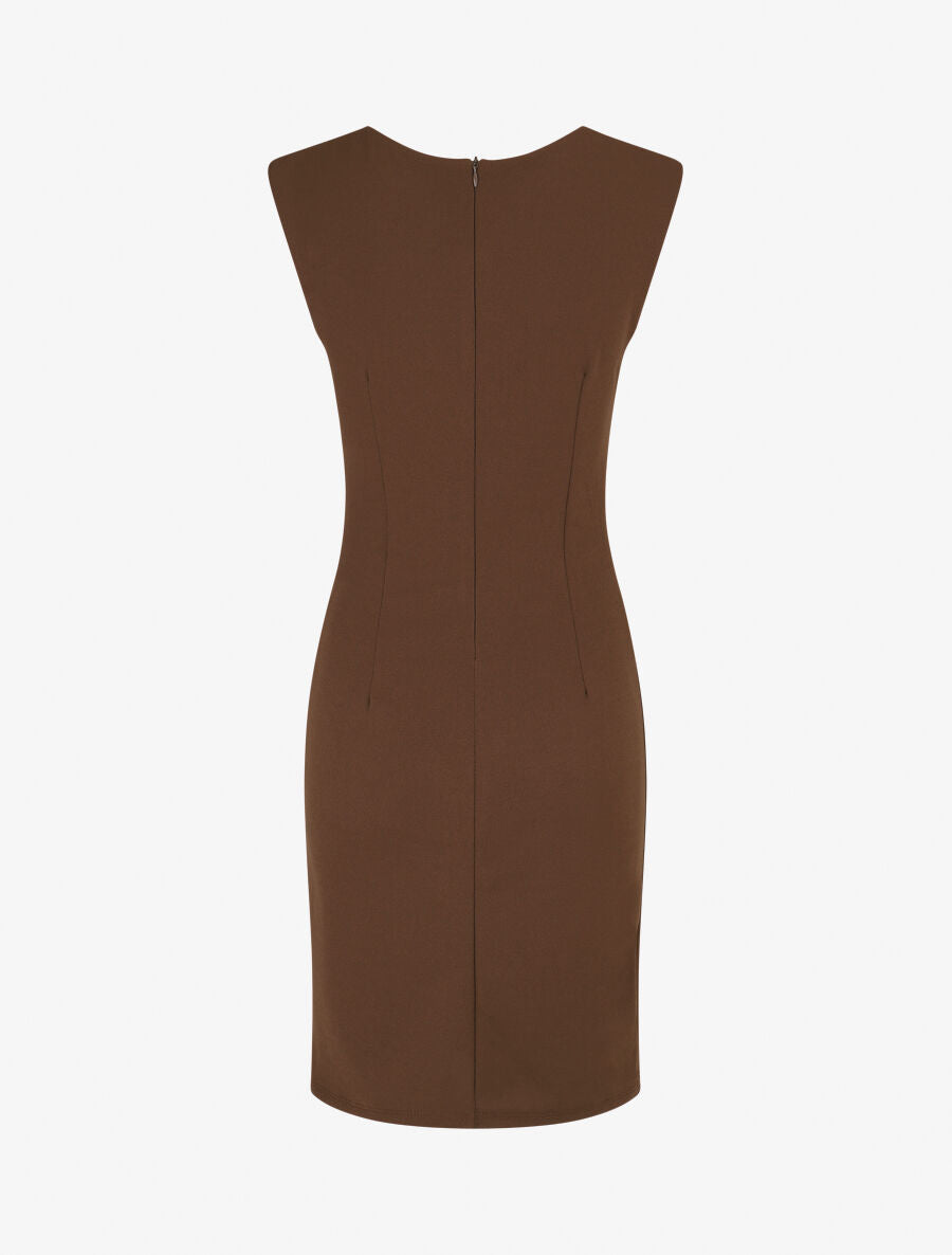 Robe moulante à buste dentelle - Marron - 2