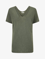 Pull en maille à manches courtes - Kaki - 1