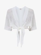 Gilet ajouré à nouer - Blanc - 4
