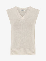 Top en maille à col V - Beige - 1