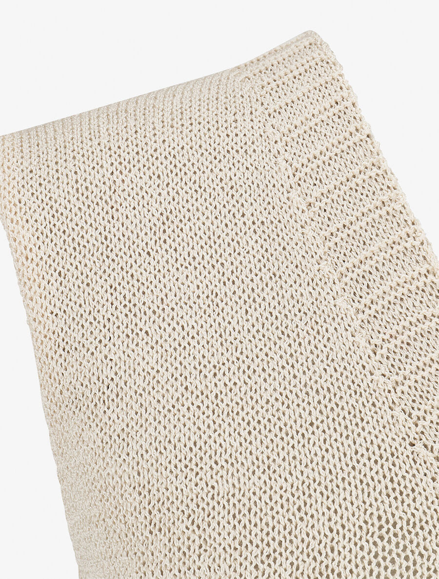 Top en maille à col V - Beige - 3