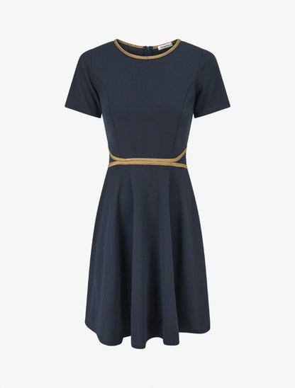 Robe patineuse à taille soulignée - Marine - 1