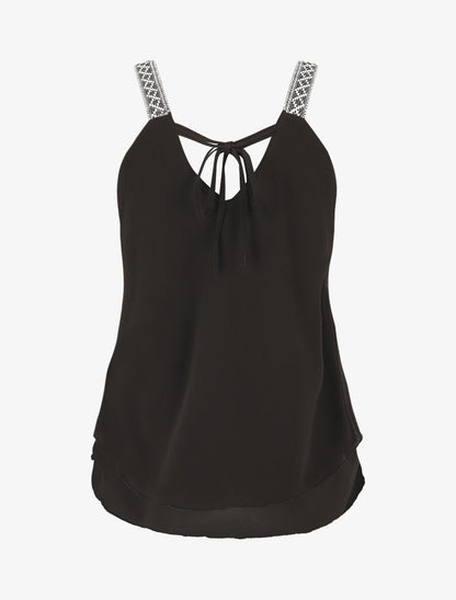 Top uni à bretelles imprimé aztèque - Noir - 2