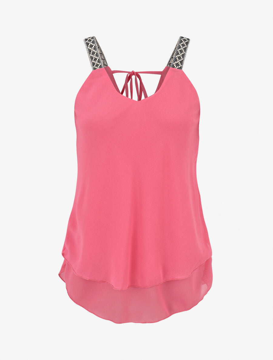 Top uni à bretelles imprimé aztèque - Rose - 4