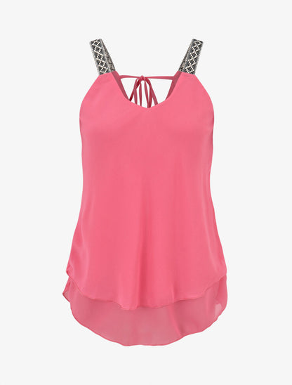 Top uni à bretelles imprimé aztèque - Rose - 4