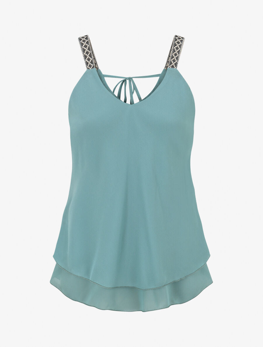 Top uni à bretelles imprimé aztèque - Turquoise - 4