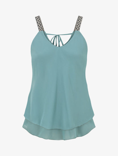 Top uni à bretelles imprimé aztèque - Turquoise - 4