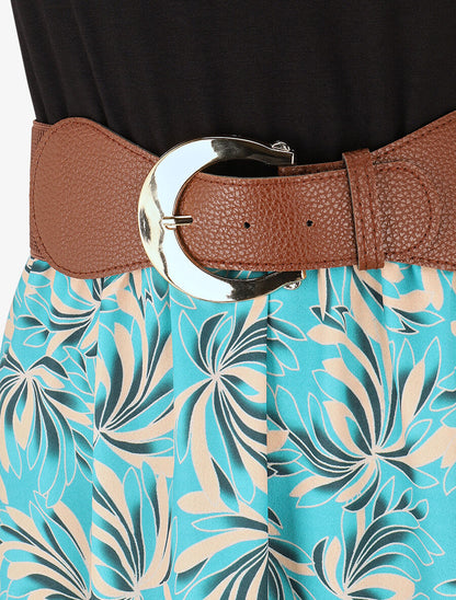 Robe bicolore imprimé floral - Vert d&