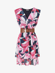 Robe irisée sans manches à imprimé floral - Fushia - 1