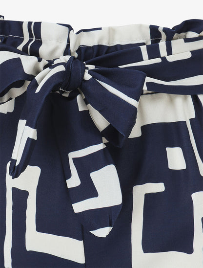 Pantalon fluide à imprimé graphique - Marine - 3