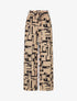 Pantalon fluide à imprimé graphique - Beige - 1