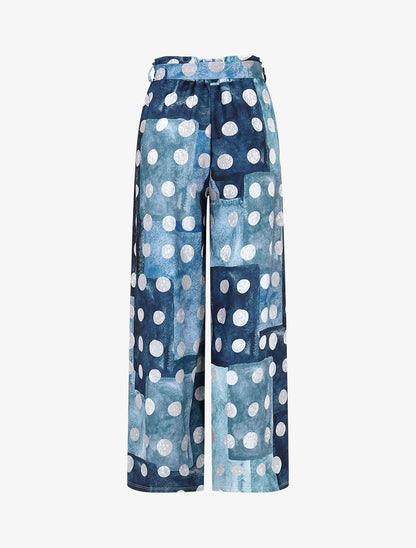 Pantalon fluide à imprimé cercles - Marine - 2