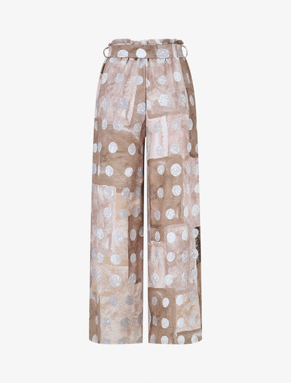 Pantalon fluide à imprimé cercles - Taupe - 2