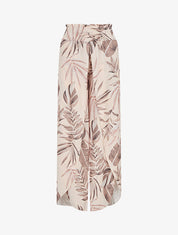 Pantalon tulipe imprimé tropical à taille élastiquée - Camel - 1