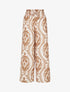 Pantalon à taille haute élastiquée imprimé abstrait - Beige - 1