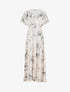 Robe longue manches courtes imprimé végétal - Beige - 1
