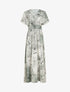 Robe longue manches courtes imprimé végétal - Vert gris - 1
