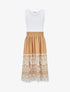 Robe midi évasée sans manches imprimé floral - Beige - 1
