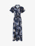 Robe chemise longue imprimé fleuri - Marine - 1