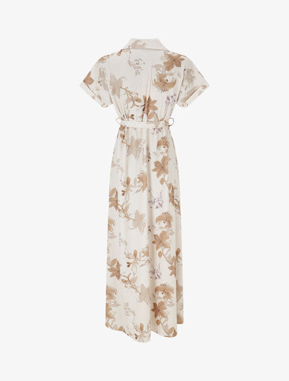 Robe chemise longue imprimé fleuri - Beige - 2