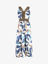 Robe longue à détail irisées et imprimé feuilles - Marine - 4