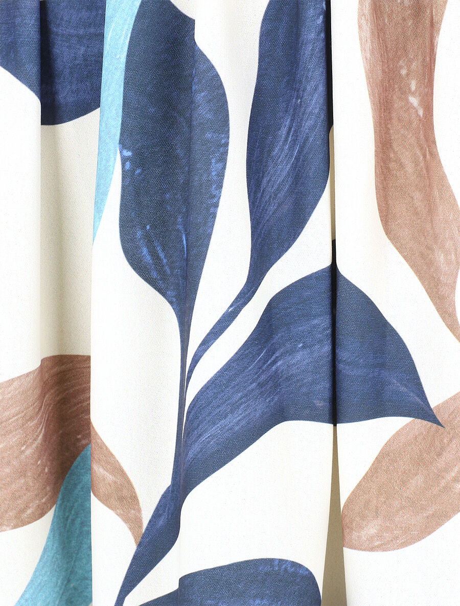 Robe longue à détail irisées et imprimé feuilles - Marine - 3