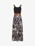 Robe longue à bretelles brodées imprimé tropical - Noir - 1