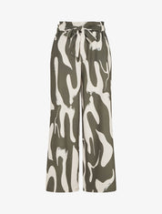 Pantalon fluide imprimé abstrait - Kaki - 1