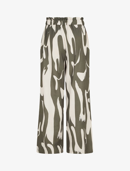 Pantalon fluide imprimé abstrait - Kaki - 2