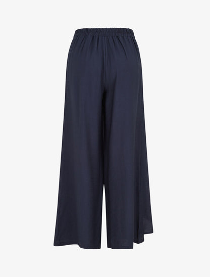 Pantalon droit uni à pan - Marine - 2