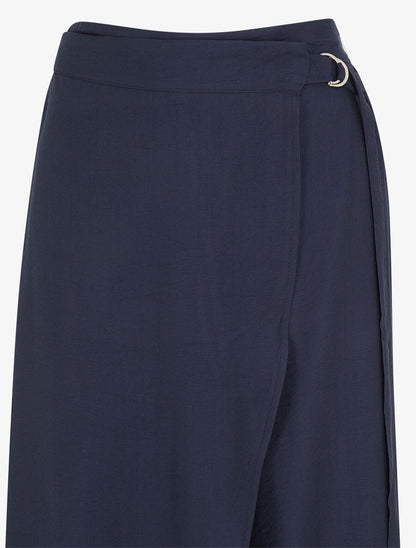 Pantalon droit uni à pan - Marine - 3