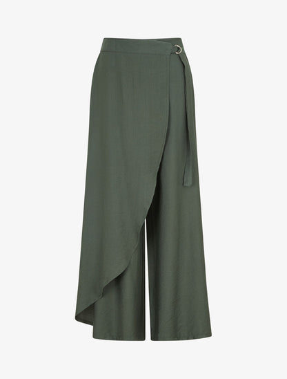 Pantalon droit uni à pan - Kaki - 4