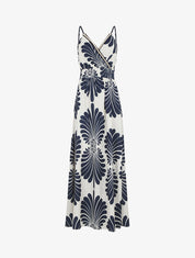 Robe longue à taille élastiquée imprimé fantaisie - Marine - 5