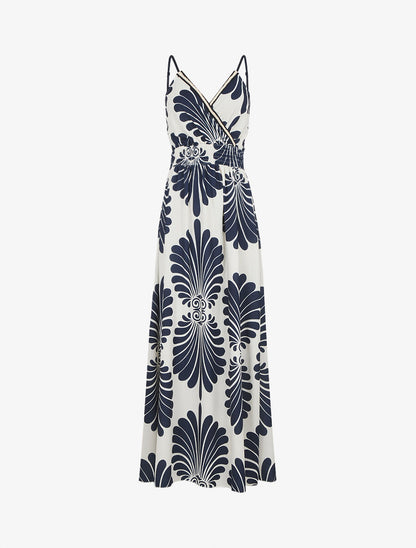 Robe longue à taille élastiquée imprimé fantaisie - Marine - 5