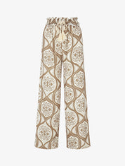 Pantalon élastiqué à imprimé graphique - Camel - 4