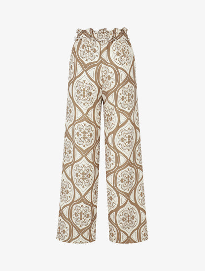 Pantalon élastiqué à imprimé graphique - Camel - 2