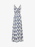 Robe longue à taille élastiquée imprimé floral - Marine - 1