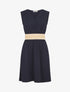 Robe unie à bande élastiquée irisée - Marine - 4