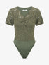 Body en dentelle manches courtes - Kaki - 1