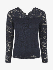 Top uni en dentelle - Marine - 1