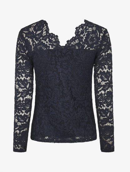 Top uni en dentelle - Marine - 2